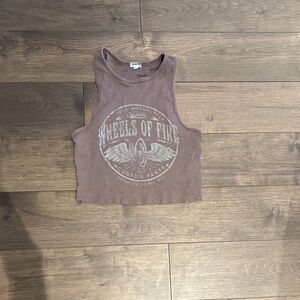 Garage Brown Graphic Crop Top